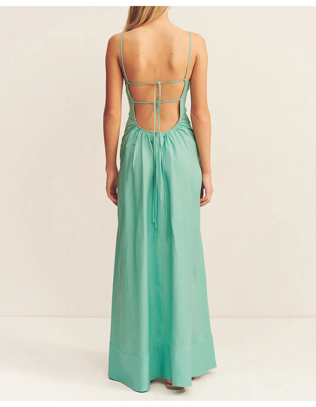 Shona Joy Alec Low Open Back Maxi Dress Pool Blue Size 10 for rent on The Volte - main image