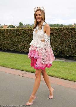 Thurley Rainbow Mini Dress pink lace 6 for rent on The Volte - image 2