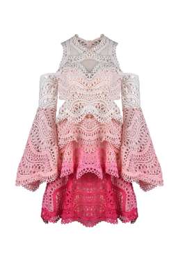 Thurley Rainbow Mini Dress pink lace 6 for rent on The Volte - image 3