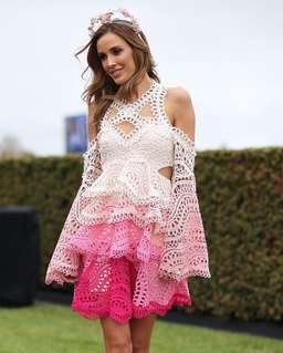 Thurley Rainbow Mini Dress pink lace 6 for rent on The Volte - image 1