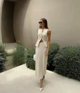 Kookai Bec Button Tank & Carter Maxi Skirt Set Butter Cream Size XS / AU 6 for rent on The Volte - image 1