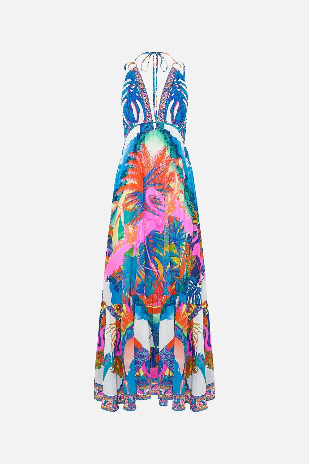 Camilla Flamenco Flamingo Tiered Dress with Hardware Size 14/L for rent on The Volte - main image