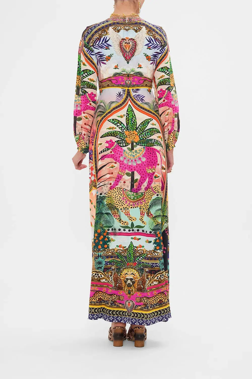 Camilla Alessandros Atlantis Printed Lantern Sleeve Dress Multi Size 14 for rent on The Volte - main image