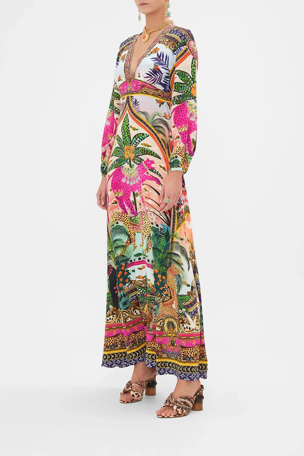 Camilla Alessandros Atlantis Printed Lantern Sleeve Dress Multi Size 14 for rent on The Volte - main image