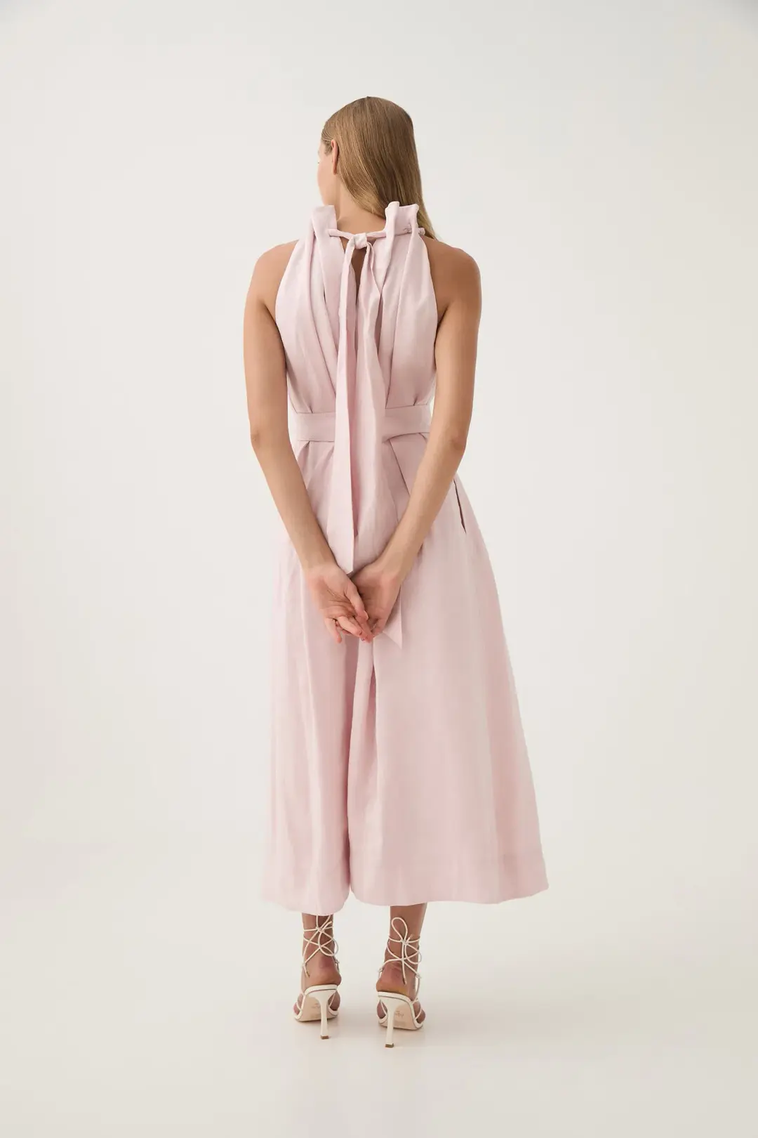 Aje Mariel Trapeze Midi Dress Soft Pink Size 6 for rent on The Volte - main image