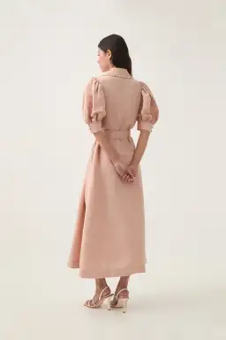 Aje Madeleine Belted Midi Dress Blush Pink Size 4 for rent on The Volte - image 3