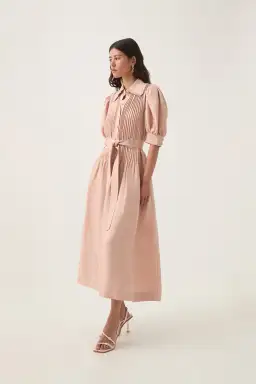 Aje Madeleine Belted Midi Dress Blush Pink Size 4 for rent on The Volte - image 1