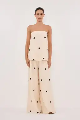 DISSH Beverly Cream Spot Strapless Top and Pants Set Cream Size 10/12 for rent on The Volte - image 6