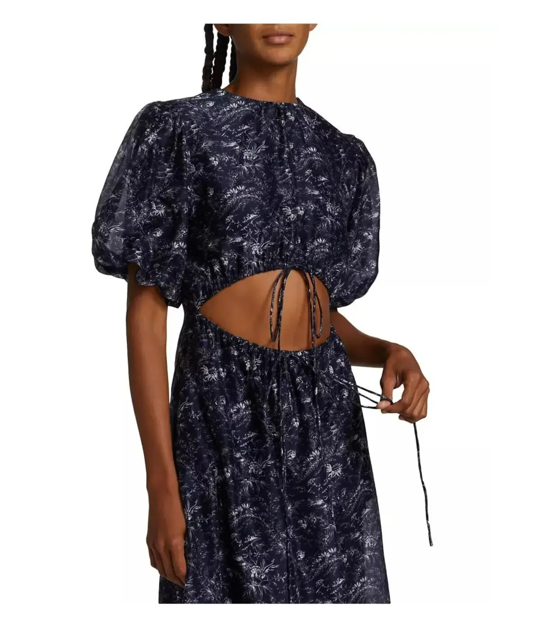 Sir the Label Caprice Puff Sleeve Midi Dress in Navy Size 1 / AU 8 for rent on The Volte - main image