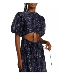 Sir the Label Caprice Puff Sleeve Midi Dress in Navy Size 1 / AU 8 for rent on The Volte - image 2