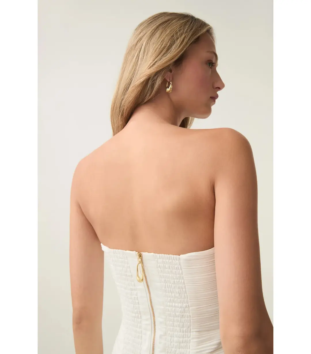 Aje Violette Bubble Hem Mini Dress Ivory Size AU 8 for rent on The Volte - main image