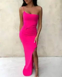 Love Nookie Lust One Shoulder Gown Neon Pink Size AU 6 for rent on The Volte - image 5