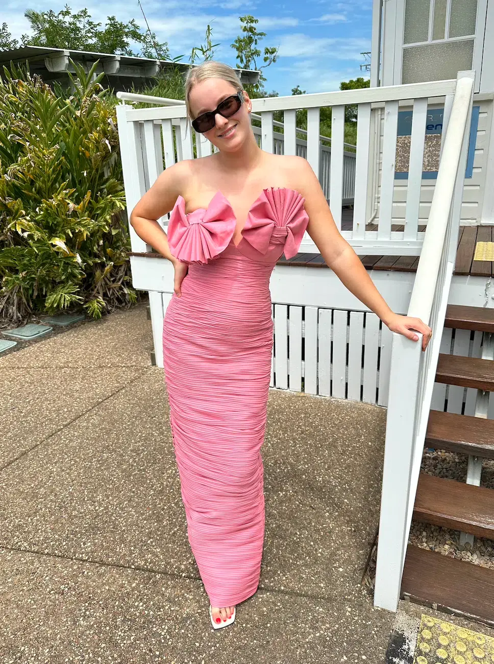 Rachel Gilbert Jensen Gown Pink Size 1 / AU 8 for rent on The Volte - main image