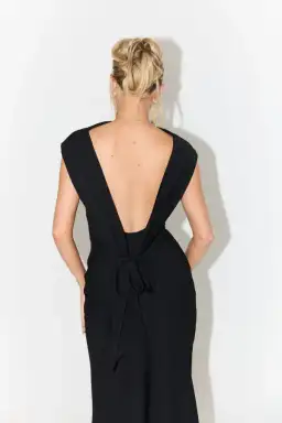 Odd Muse The Ultimate Muse Drape Back Maxi Dress Black Size AU 8 for rent on The Volte - image 4