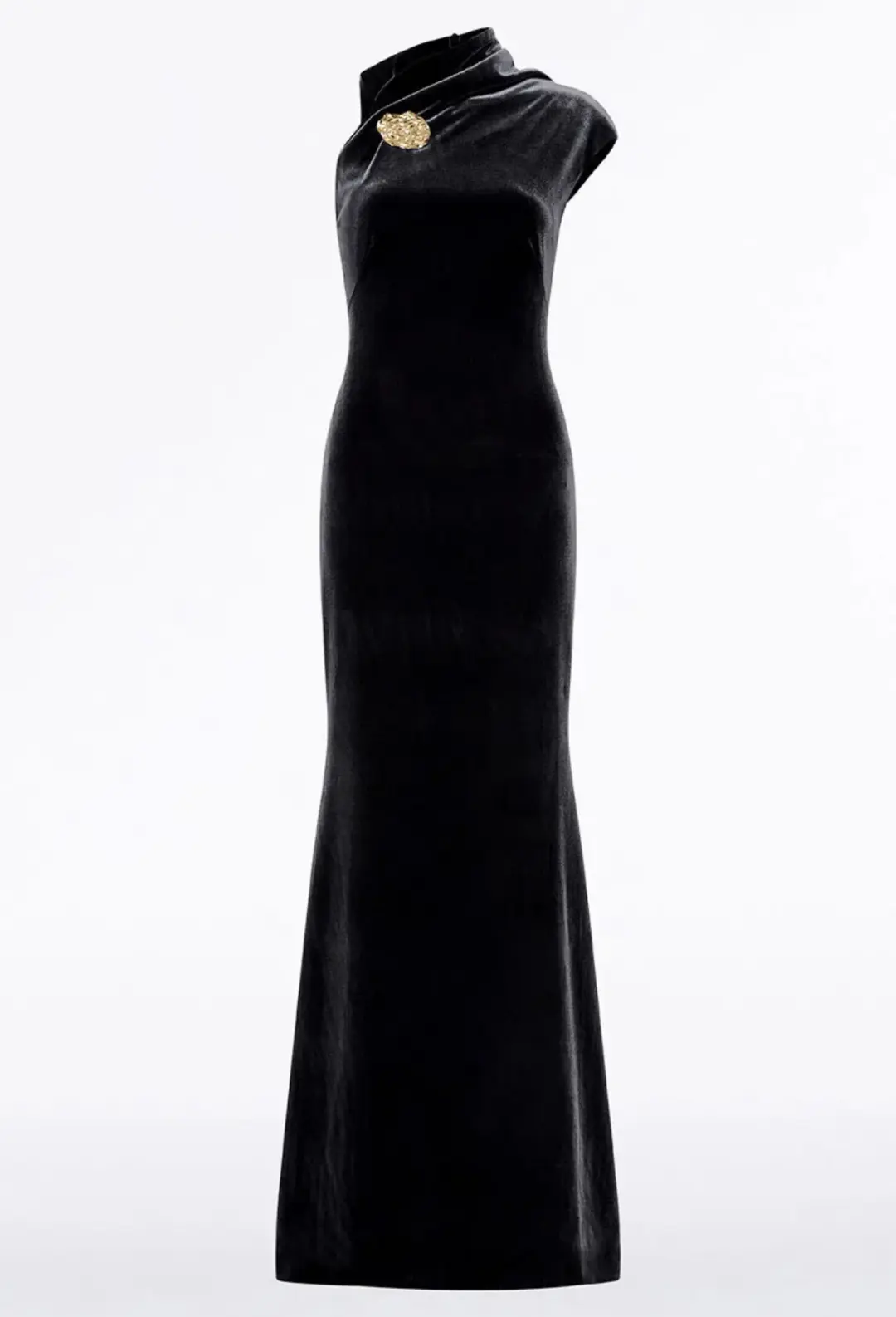 Carla Zampatti Black Velvet Gold Button Gown Size 8 for rent on The Volte - main image
