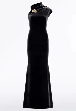 Carla Zampatti Black Velvet Gold Button Gown Size 8 for rent on The Volte - image 4