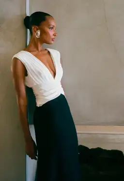 Monique Contrast Maxi Dress - Black MESHKI for rent on The Volte - image 1