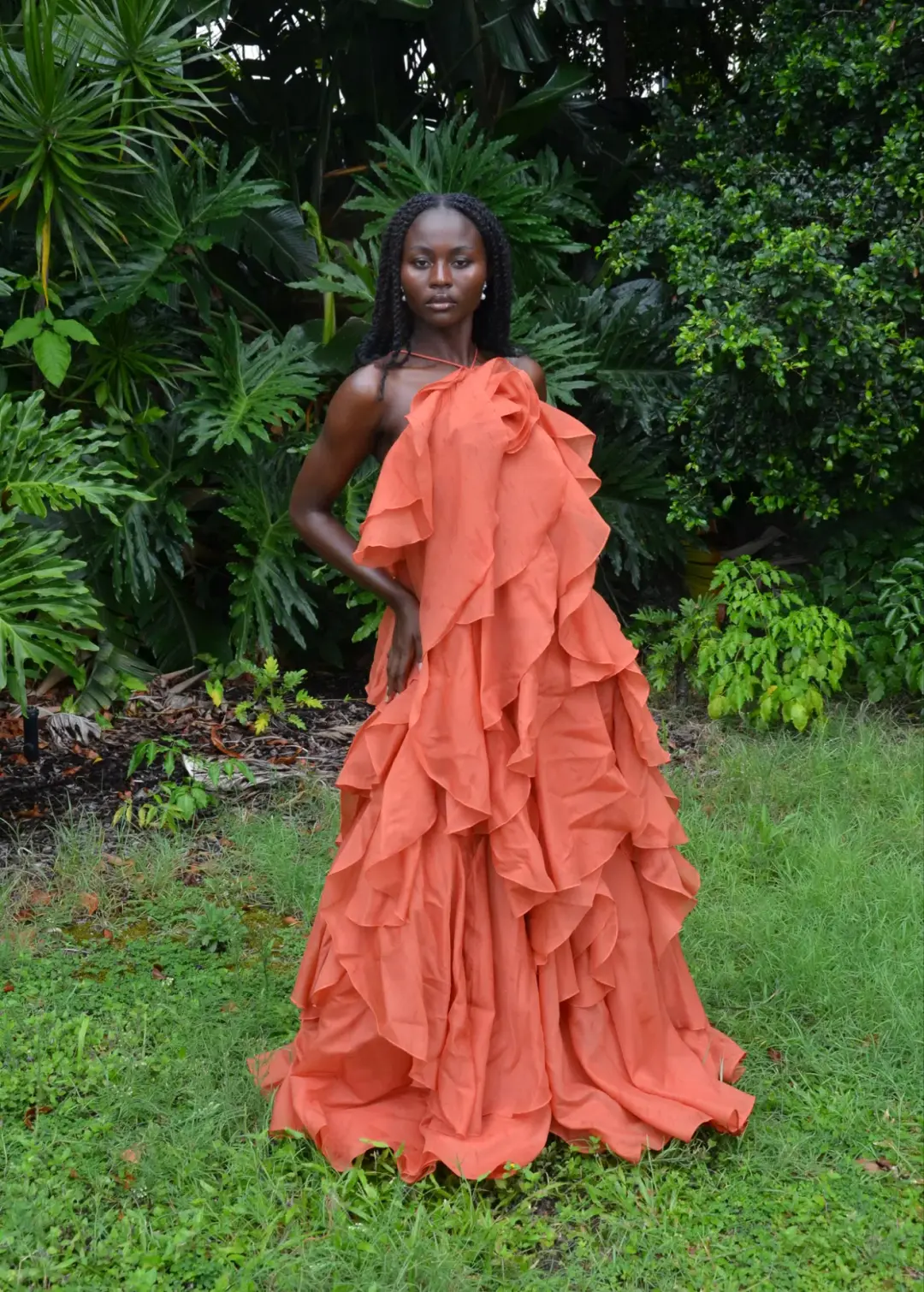 Pandorea Layered Maxi Dress - Coral Clay Aje size 12 for rent on The Volte - main image