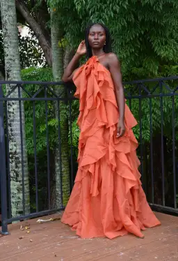 Pandorea Layered Maxi Dress - Coral Clay Aje size 12 for rent on The Volte - image 6