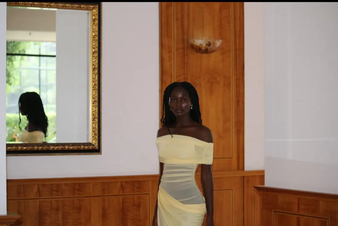 BENNI, Nico Off Shoulder Maxi Dress - Butter size 8 for rent on The Volte - main image