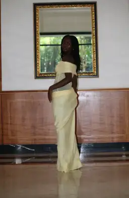 BENNI, Nico Off Shoulder Maxi Dress - Butter size 8 for rent on The Volte - image 5