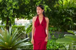 Onarin, Ms. Pleat Maxi Dress - Burgundy Size S for rent on The Volte - image 4