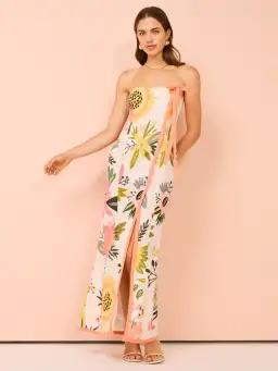 By Nicola Claudia Strapless Wrap Maxi Dress in Potpourri/Melon Size 6 for rent on The Volte - image 1
