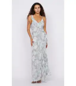 Bec & Bridge Zabelle Frill Maxi Dress in Moonshadow Size AU 6