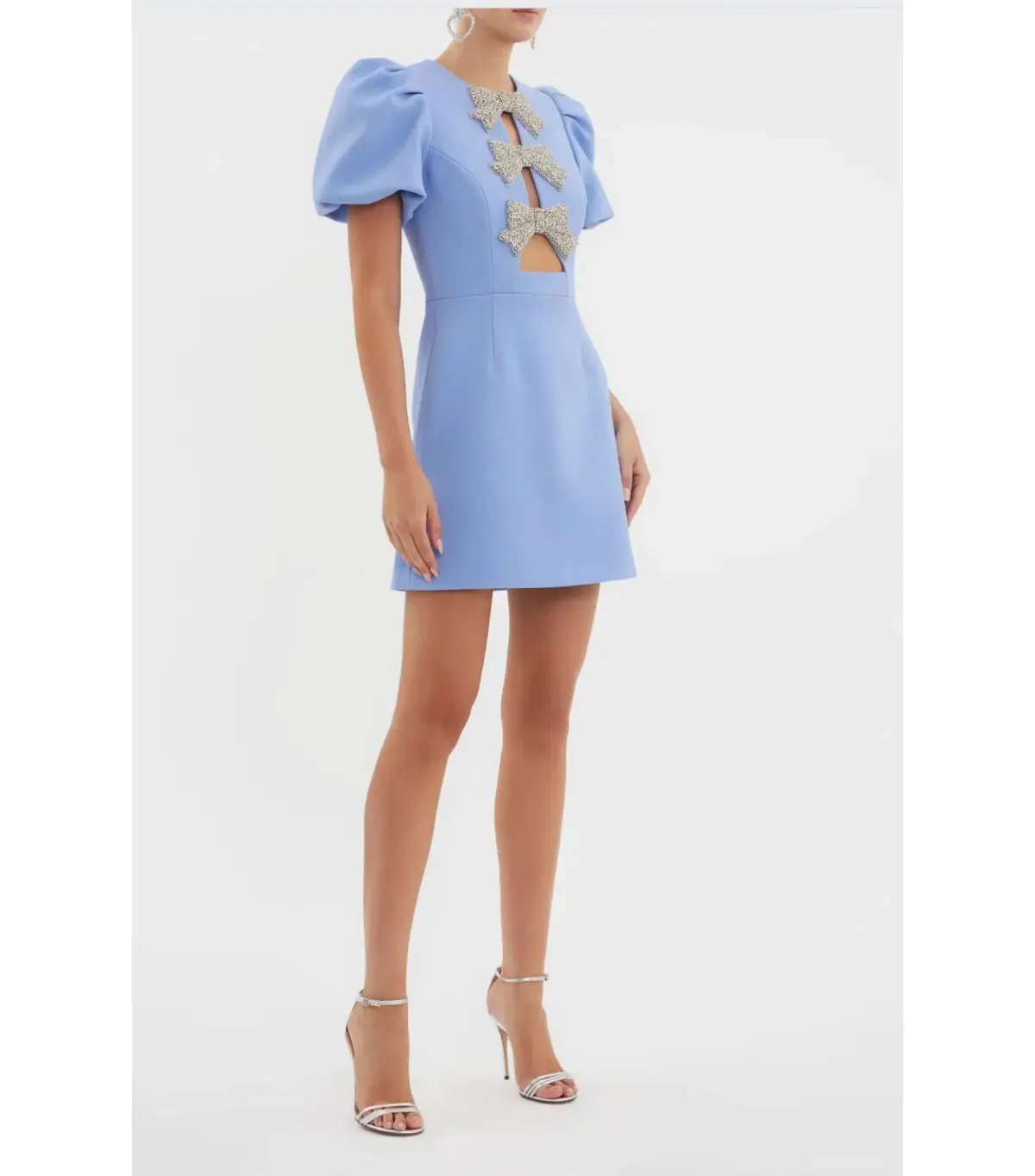 Rebecca Valliance Juliana Puff Sleeve Mini Dress Blue Size AU 12 - Image 4