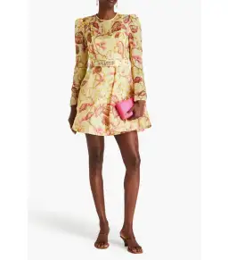 Zimmermann Matchmaker Floral Mini Dress in Yellow Hibiscus Size 0 / AU 8 for rent on The Volte - image 1