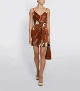 Shona Joy St Lucia Tie-Front Draped Mini Dress Floral Size AU 6