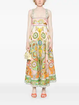 Alemais Pinball Linen Midi Dress Multi Size AU 10