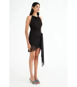 Benni Carolina Fringe Halter Dress Black Size AU 10 for rent on The Volte - image 2