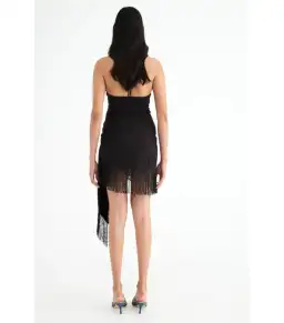 Benni Carolina Fringe Halter Dress Black Size AU 10 for rent on The Volte - image 3