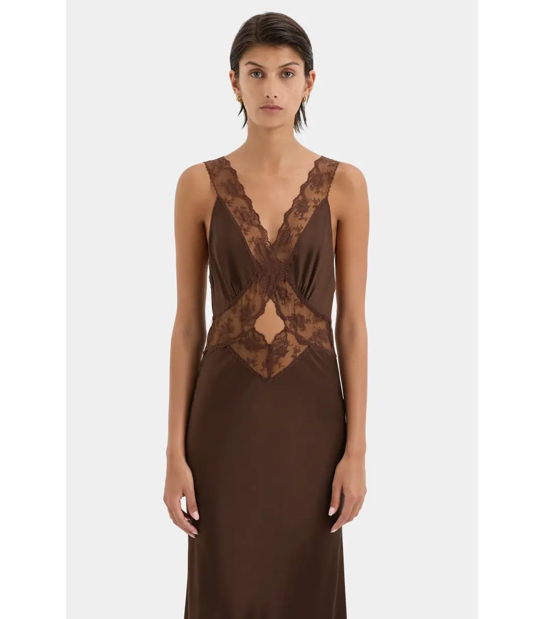 Sir The Label Aries Cut Out Gown in Chocolate Size 1 / AU 8 for rent on The Volte - main image