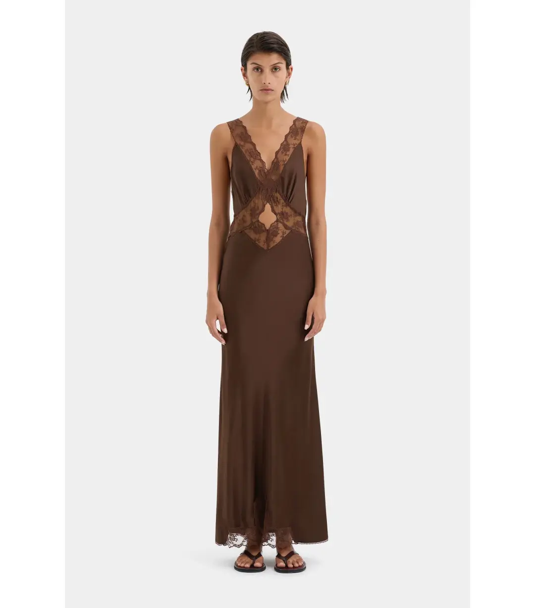 Sir The Label Aries Cut Out Gown in Chocolate Size 1 / AU 8 for rent on The Volte - main image