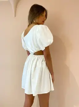 By Nicola Gabriella Asymmetrical Mini Dress in White Size AU 8 for rent on The Volte - image 2