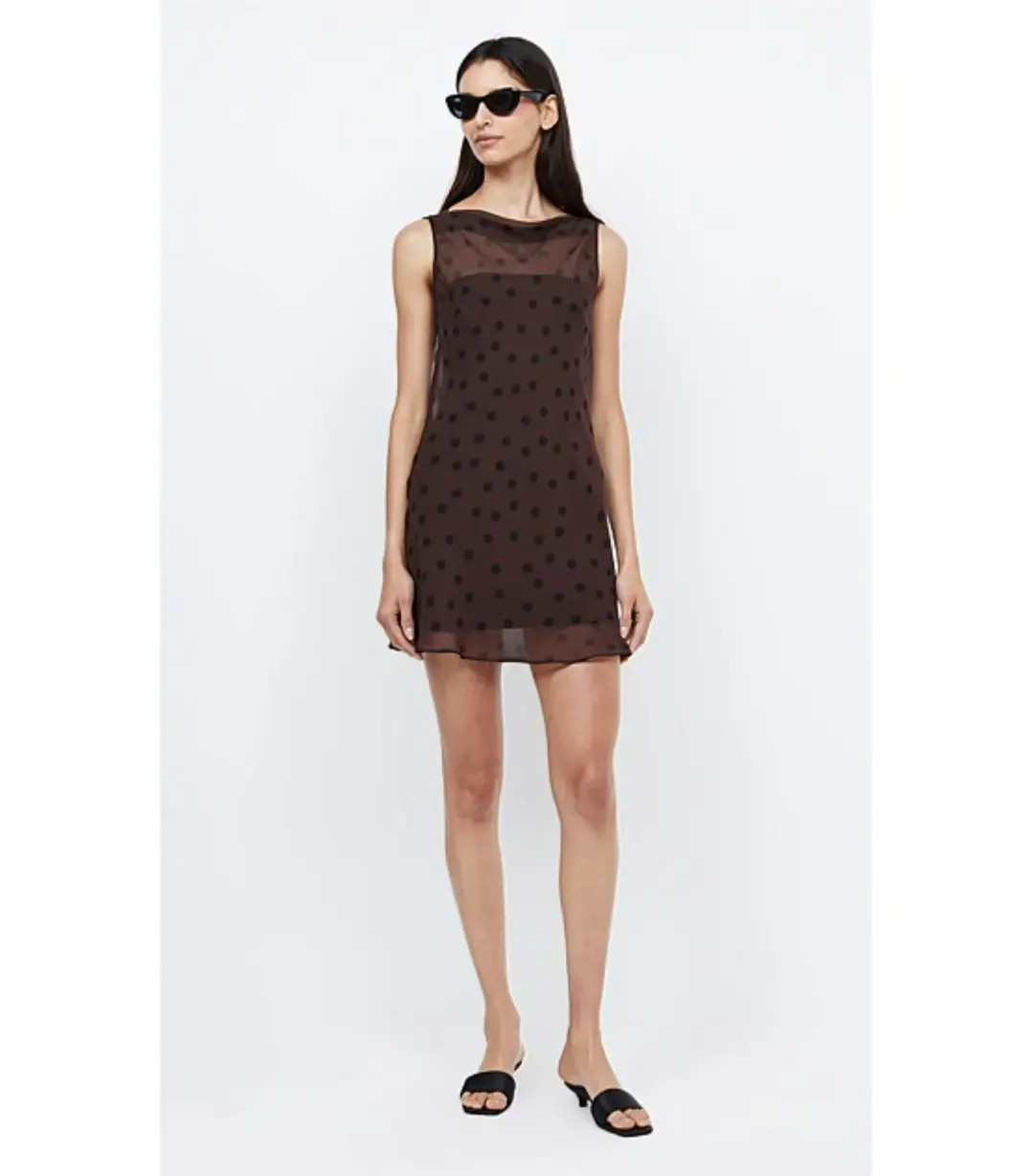 Bec & Bridge Turner Boatneck Mini Dress in Chocolate/Black Size AU 8 for rent on The Volte - main image