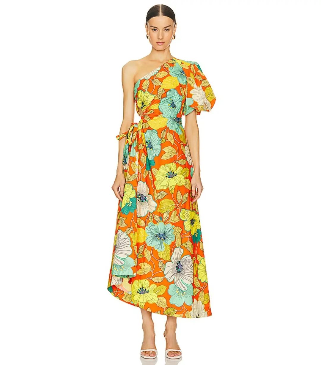 Alemais Piato Midi Dress in Marigold Size AU 8 for rent on The Volte - main image