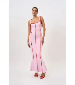 By Johnny Belle Contrast Pipe Knit Dress Pink Red Size AU 10