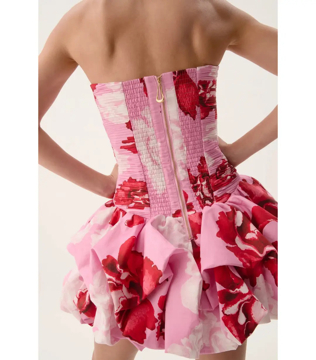 Aje Violette Bubble Hem Mini Dress Pink Boldy Blooming Size AU 6 for rent on The Volte - main image