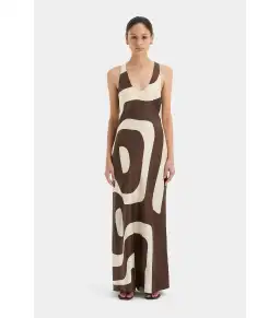 Sir the Label Freddie Scoop Neck Maxi Dress Poster Print Size 1 / AU 8 for rent on The Volte - image 1
