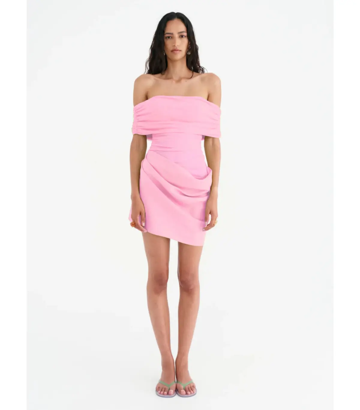 Benni Nico Off-Shoulder Mini Dress in Buttergum Size AU 8 - Image 1