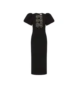 Rebecca Vallance Eliana Puff Sleeve Midi Dress Black Size AU 12 for rent on The Volte - image 5