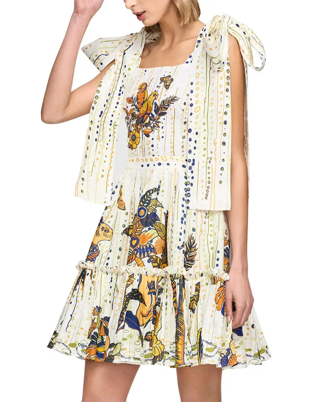 Leo Lin La Vida Bowtie Mini Dress Print Size AU 8 for rent on The Volte - main image