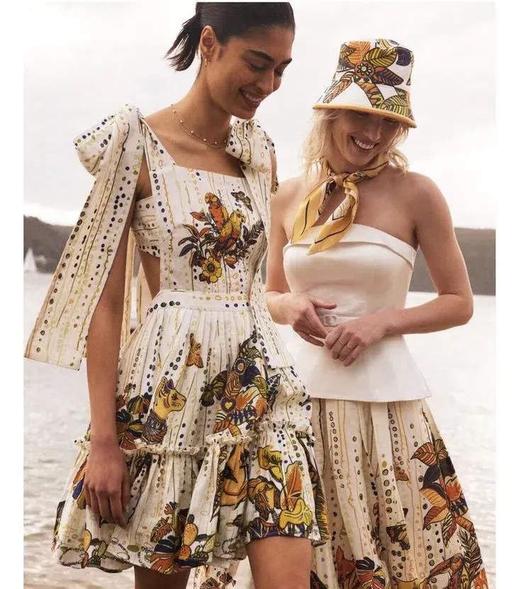 Leo Lin La Vida Bowtie Mini Dress Print Size AU 8 for rent on The Volte - main image