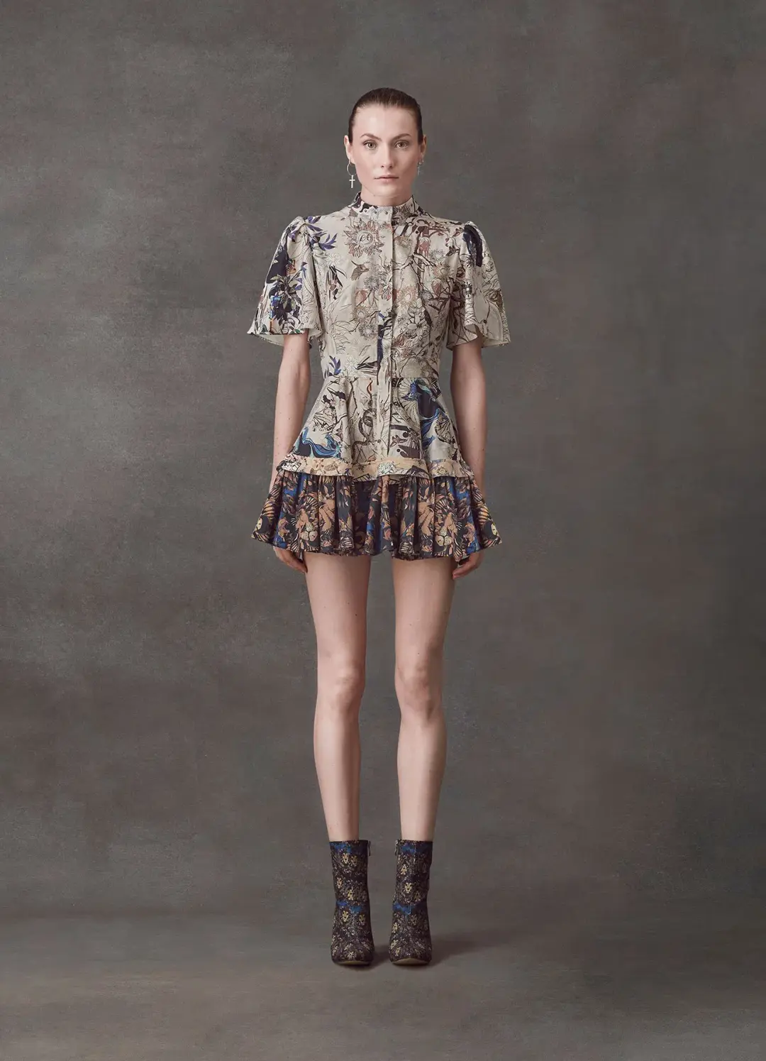 Leo Lin The Lover Cotton Linen Mini Dress Multi Size AU 8 for rent on The Volte - main image