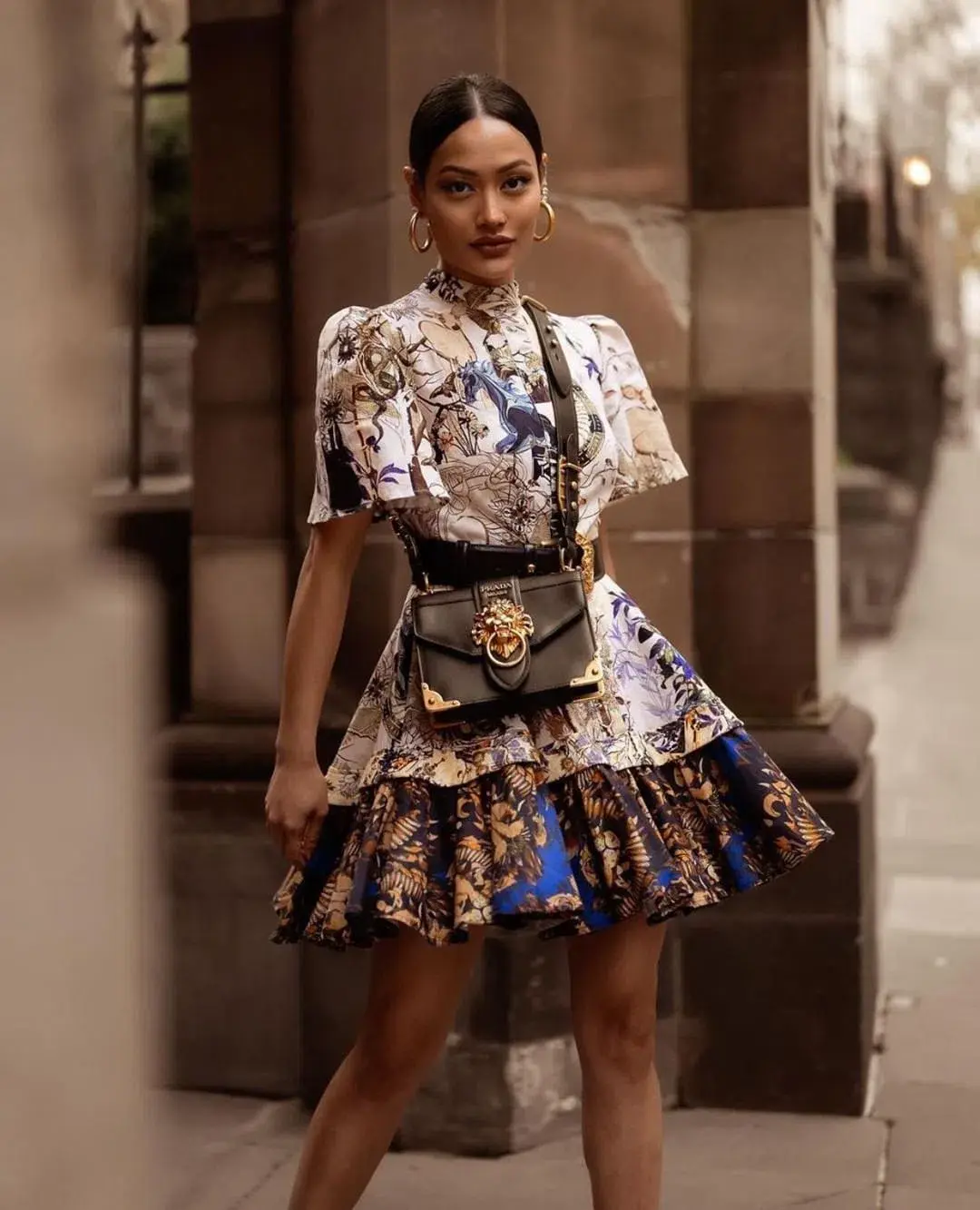 Leo Lin The Lover Cotton Linen Mini Dress Multi Size AU 8 for rent on The Volte - main image