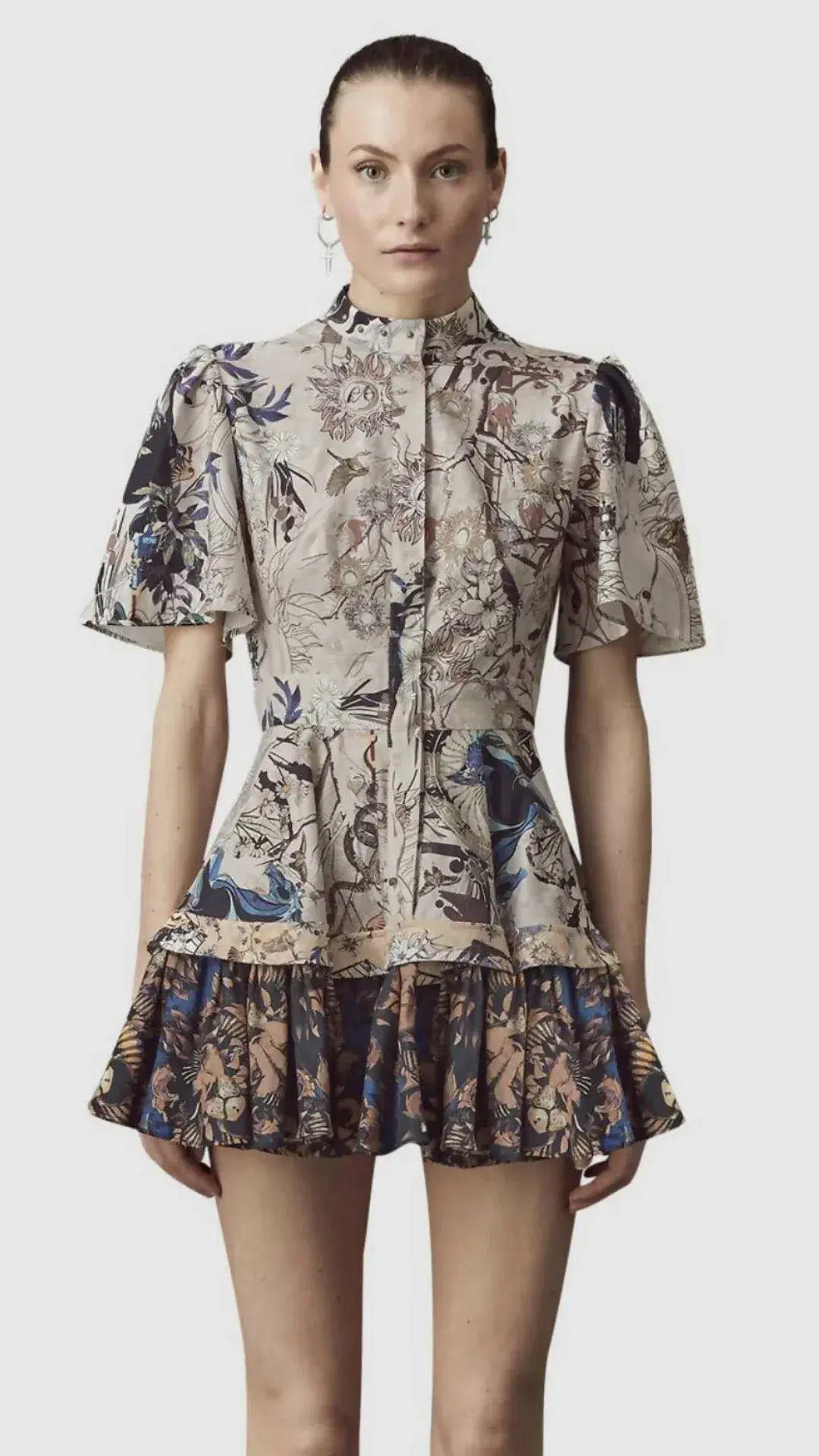 Leo Lin The Lover Cotton Linen Mini Dress Multi Size AU 8 for rent on The Volte - main image