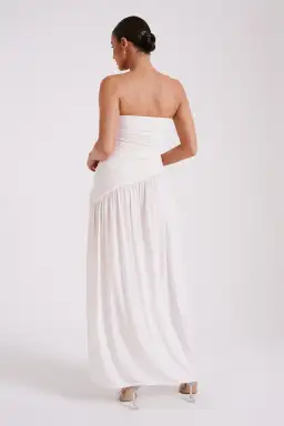Meshki Bex Strapless Slinky Maxi Dress With Split Ivory White Size XS / AU 6 for rent on The Volte - image 3